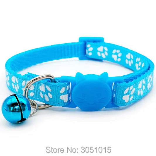 24Pcs Pet Dog Paw Collar-Cute New Small Pets Accessories Wholesale Kitty Collars with Safety Cat Designed Buckle Colorful Bells