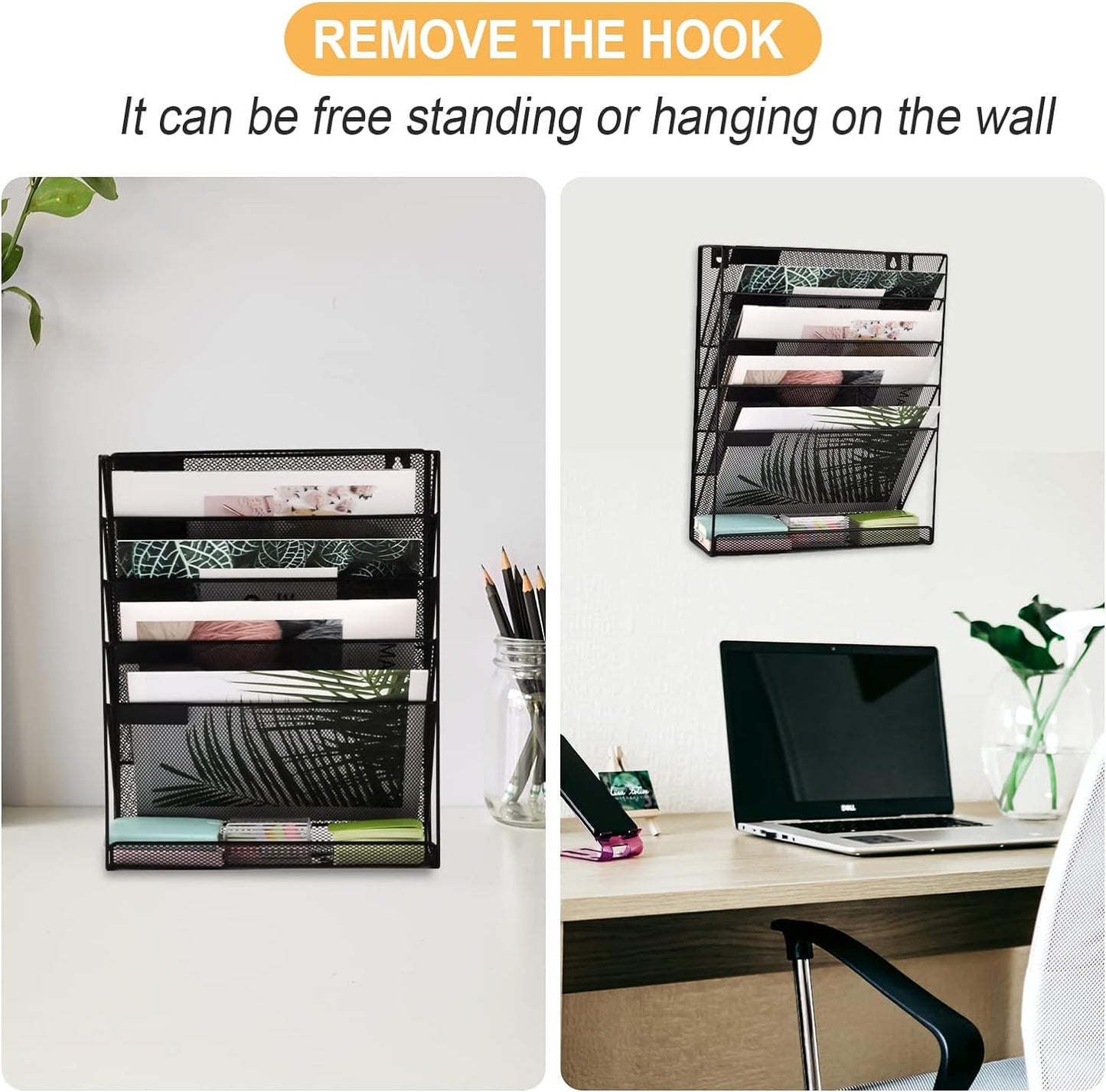 Hanging Organizer Cubicle File Holder - Wall Mount Storage, Office Cubical Accessories, Black