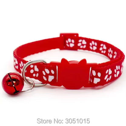 24Pcs Pet Dog Paw Collar-Cute New Small Pets Accessories Wholesale Kitty Collars with Safety Cat Designed Buckle Colorful Bells