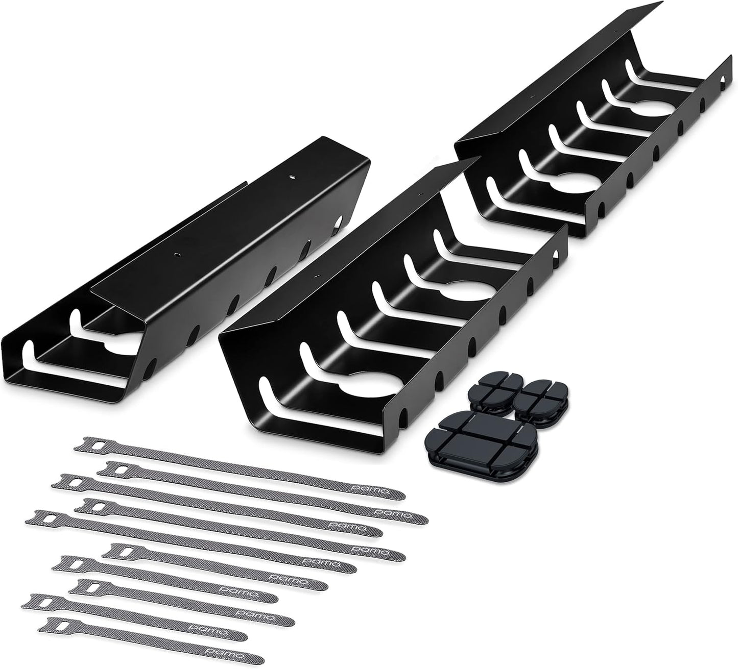 Cable Management under Desk for Easy Mounting Under-Table I Set of 3 - with 10X Cable Ties I Desk Organizer for Office/Home Office Table Thoughtful Cable Tray Holder