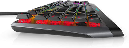 Low-Profile RGB Gaming Keyboard AW510K, Alienfx per Key RGB LED Color Backlighting, Media CONTROLS & USB Passthrough, Cherry MX Low Profile Red Switches