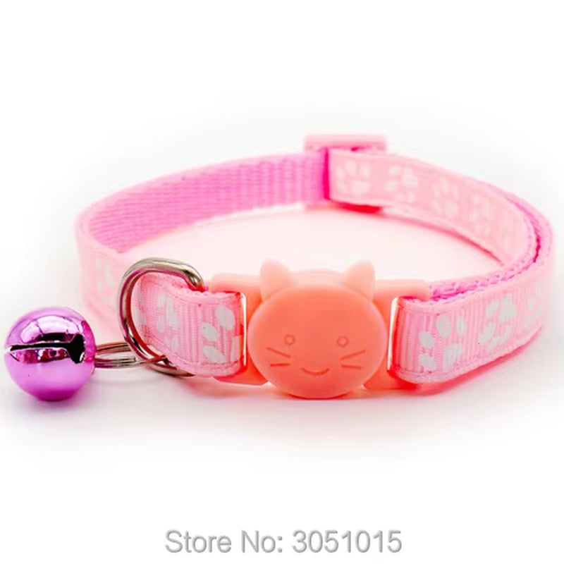 24Pcs Pet Dog Paw Collar-Cute New Small Pets Accessories Wholesale Kitty Collars with Safety Cat Designed Buckle Colorful Bells