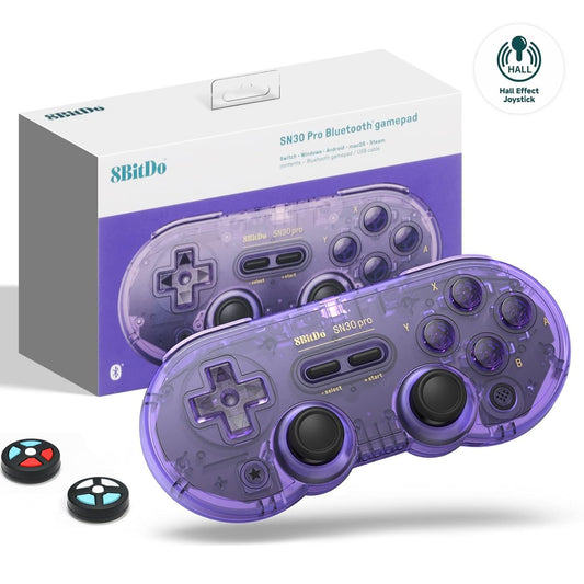 SN30 Pro Wireless Bluetooth Controller (Hall Effect Joystick Update) with Joysticks Rumble Vibration USB-C Cable Gamepad Compatible with Switch,Windows, Mac OS, Android, Steam (Crystal Purple)