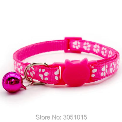 24Pcs Pet Dog Paw Collar-Cute New Small Pets Accessories Wholesale Kitty Collars with Safety Cat Designed Buckle Colorful Bells