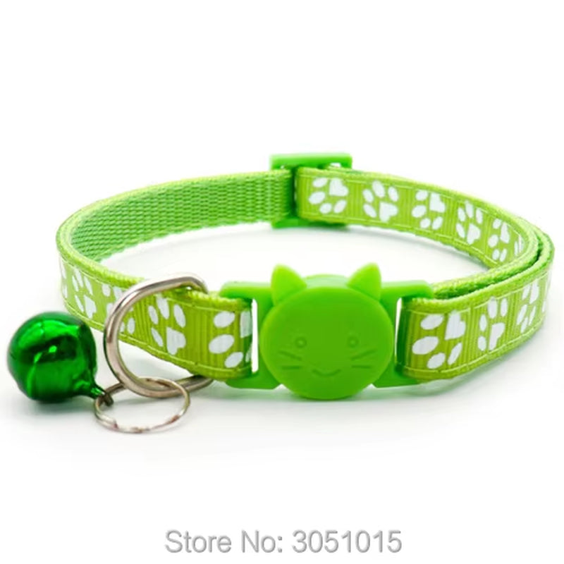 24Pcs Pet Dog Paw Collar-Cute New Small Pets Accessories Wholesale Kitty Collars with Safety Cat Designed Buckle Colorful Bells