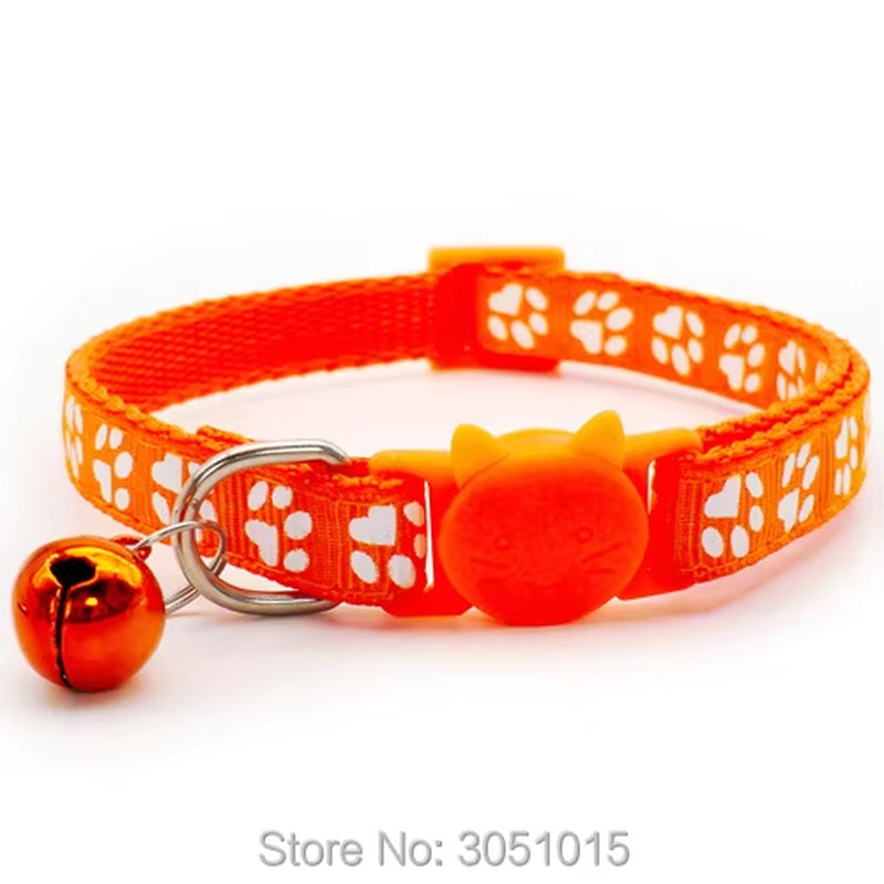 24Pcs Pet Dog Paw Collar-Cute New Small Pets Accessories Wholesale Kitty Collars with Safety Cat Designed Buckle Colorful Bells