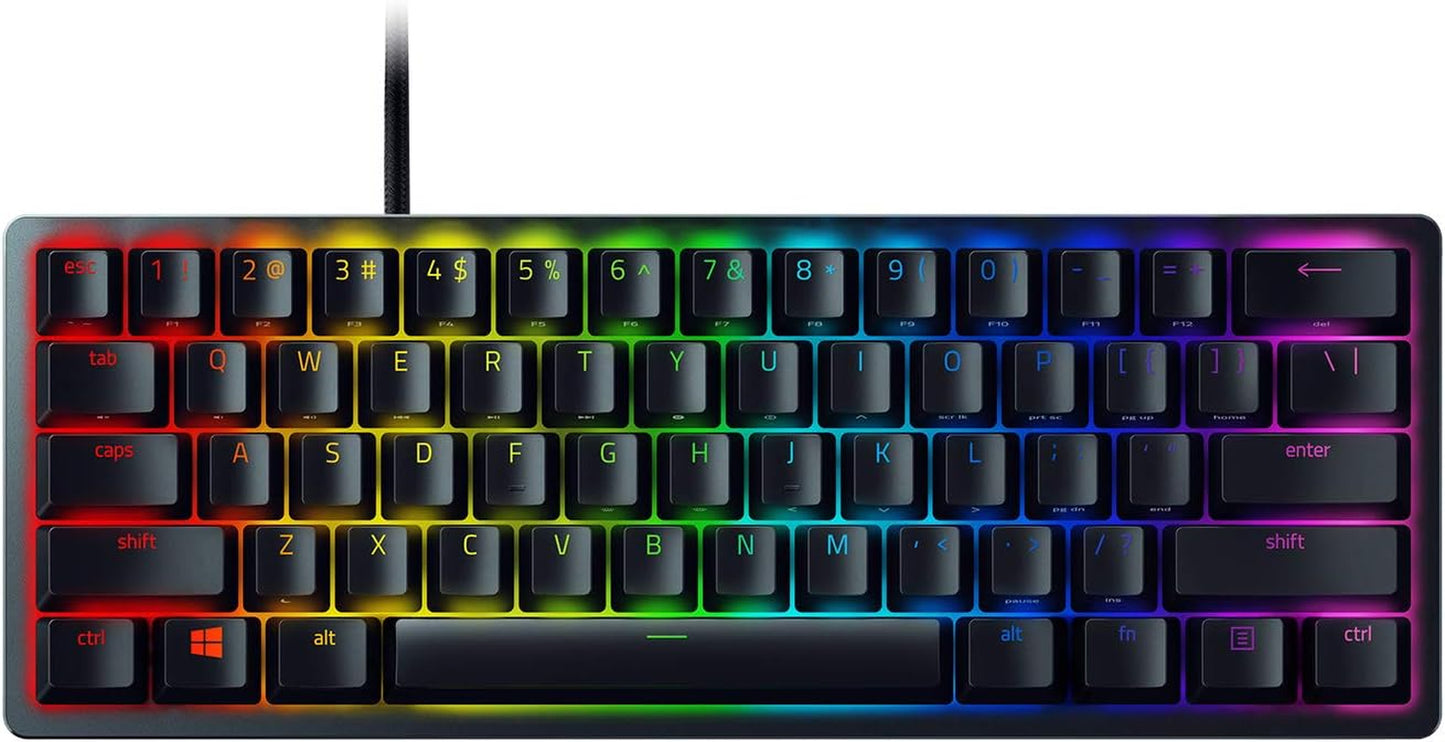 Huntsman Mini 60% Gaming Keyboard: Fast Keyboard Switches - Linear Optical Switches - Chroma RGB Lighting - PBT Keycaps - Onboard Memory - Snap Tap - Black