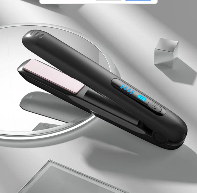 Wireless Hair Straightener Flat Iron Mini 2 in 1 Roller USB 5000Mah Max 200 Degree Portable Cordless Curler 4 Levels Dry and Wet Uses