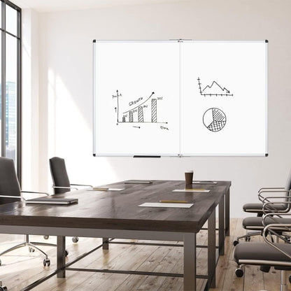 Large Dry Erase White Board/Magnetic Foldable Whiteboard, 60 X 48 Inches, Silver Aluminium Frame