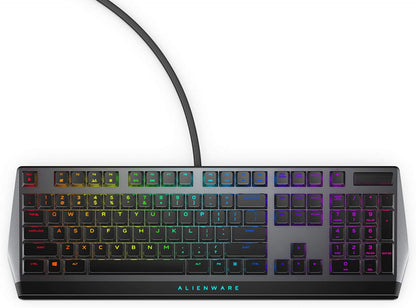 Low-Profile RGB Gaming Keyboard AW510K, Alienfx per Key RGB LED Color Backlighting, Media CONTROLS & USB Passthrough, Cherry MX Low Profile Red Switches