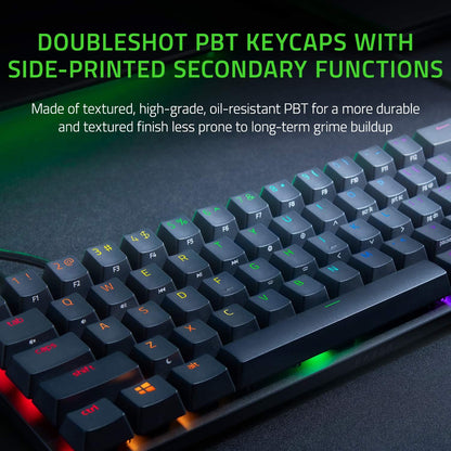 Huntsman Mini 60% Gaming Keyboard: Fast Keyboard Switches - Linear Optical Switches - Chroma RGB Lighting - PBT Keycaps - Onboard Memory - Snap Tap - Black