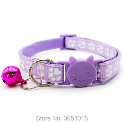 24Pcs Pet Dog Paw Collar-Cute New Small Pets Accessories Wholesale Kitty Collars with Safety Cat Designed Buckle Colorful Bells