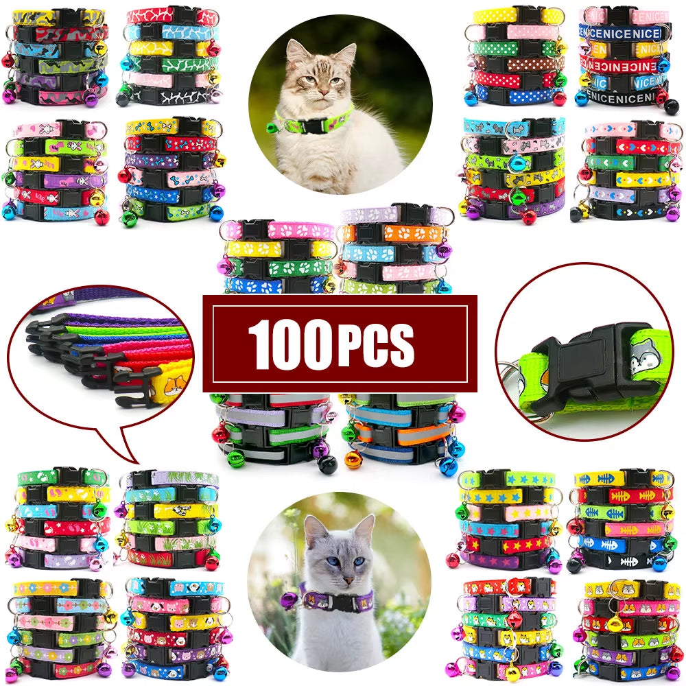 100PCS Cute Bell Collar Anchor Leopard Bee Orintingleopard for Cats Dog Collar Plastic Buckleteddy Bomei Dog Cartoon Funnyleads