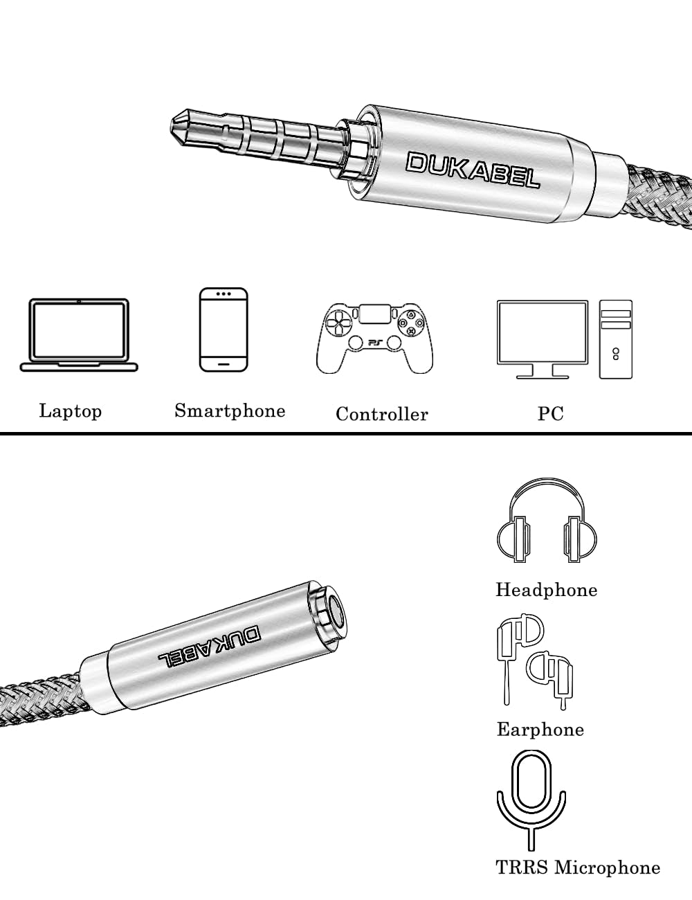 Headphone Extension Cable, 3.5Mm TRRS Headphone Extension with Mic Male to Female Stereo Audio Cable for Smartphone,Pc,Tv,Headset,Ps4 Controller,Car,Speaker Etc.(4Ft/1.2M)