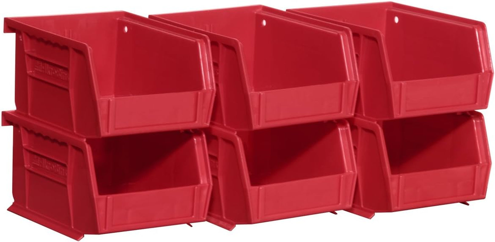 08212 Akrobins Plastic Storage Bins, Space-Saving Stackable Bins to Use for Garage Organization Bins, Pantry Organization, Craft Storage, 5-Inch X 4-Inch X 3-Inch, Red, 6-Pack