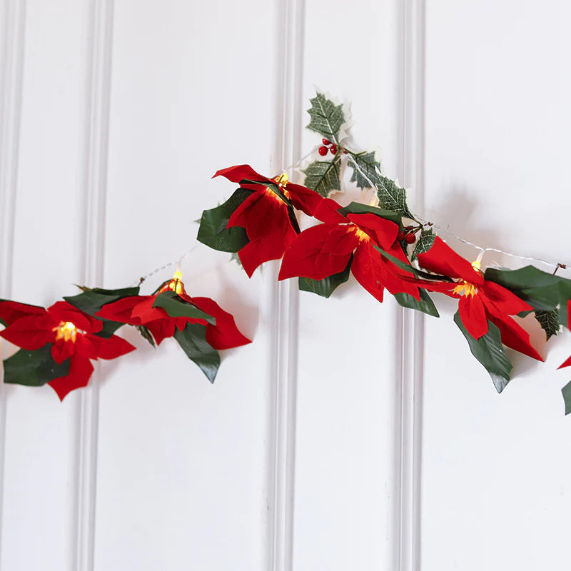 Led First Grade Christmas Lights with Red Flowers and Red Fruits for Home Decor