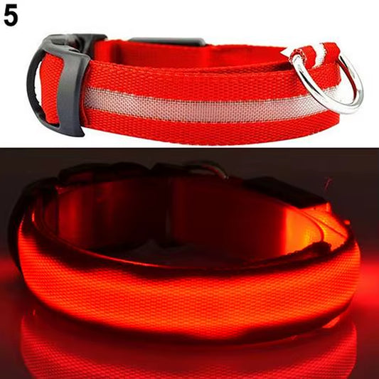 Nylon LED Glow Pet Dog Collar Pendant Night Safety Flashing Cat Dog Neck Collar Leash Luminous Adjustable Collar for Dog Walking