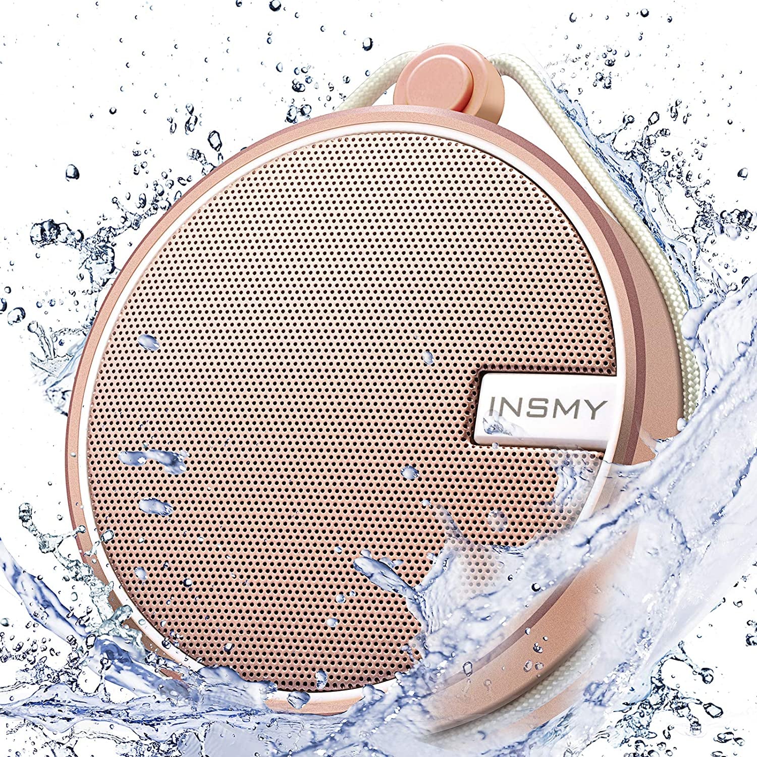 C12 IPX7 Waterproof Shower Bluetooth Speaker, Portable Small Speaker, Speakers Bluetooth Wireless Loud Clear Sound Support TF Card Suction Cup for Outdoor Kayak Canoe Beach Gift (Cashmere Pink)