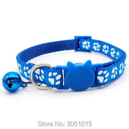 24Pcs Pet Dog Paw Collar-Cute New Small Pets Accessories Wholesale Kitty Collars with Safety Cat Designed Buckle Colorful Bells