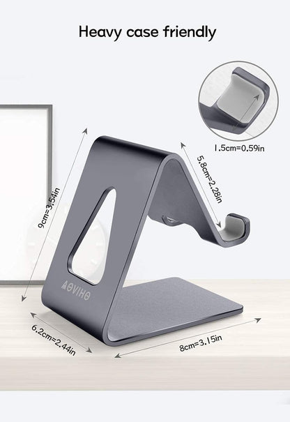 Cell Phone Stand Desk Phone Holder - Aluminum Mobile Phone Cradle Dock for Iphone 15 14 13 12 Pro 11 X Xs Max 8 7 6 6S plus SE 5 Samsung All Smart Phones, Dark Gray