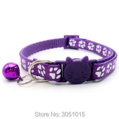 24Pcs Pet Dog Paw Collar-Cute New Small Pets Accessories Wholesale Kitty Collars with Safety Cat Designed Buckle Colorful Bells