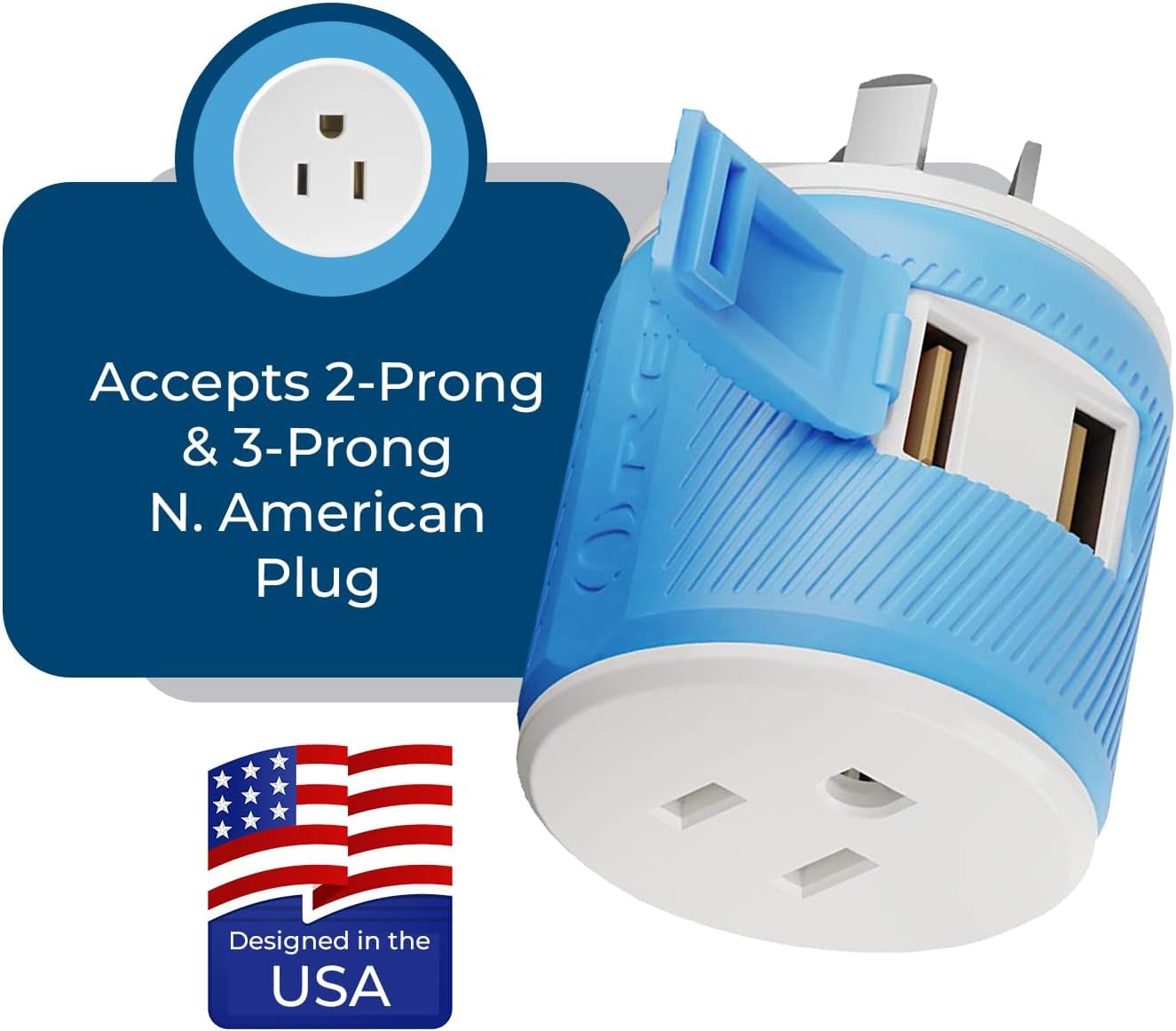 Australia, New Zealand, China Travel Plug Adapter with Dual USB - Type I (U2U-16), Will Work with Cell Phones, Camera, Laptop, Tablets, Ipad, Iphone and More